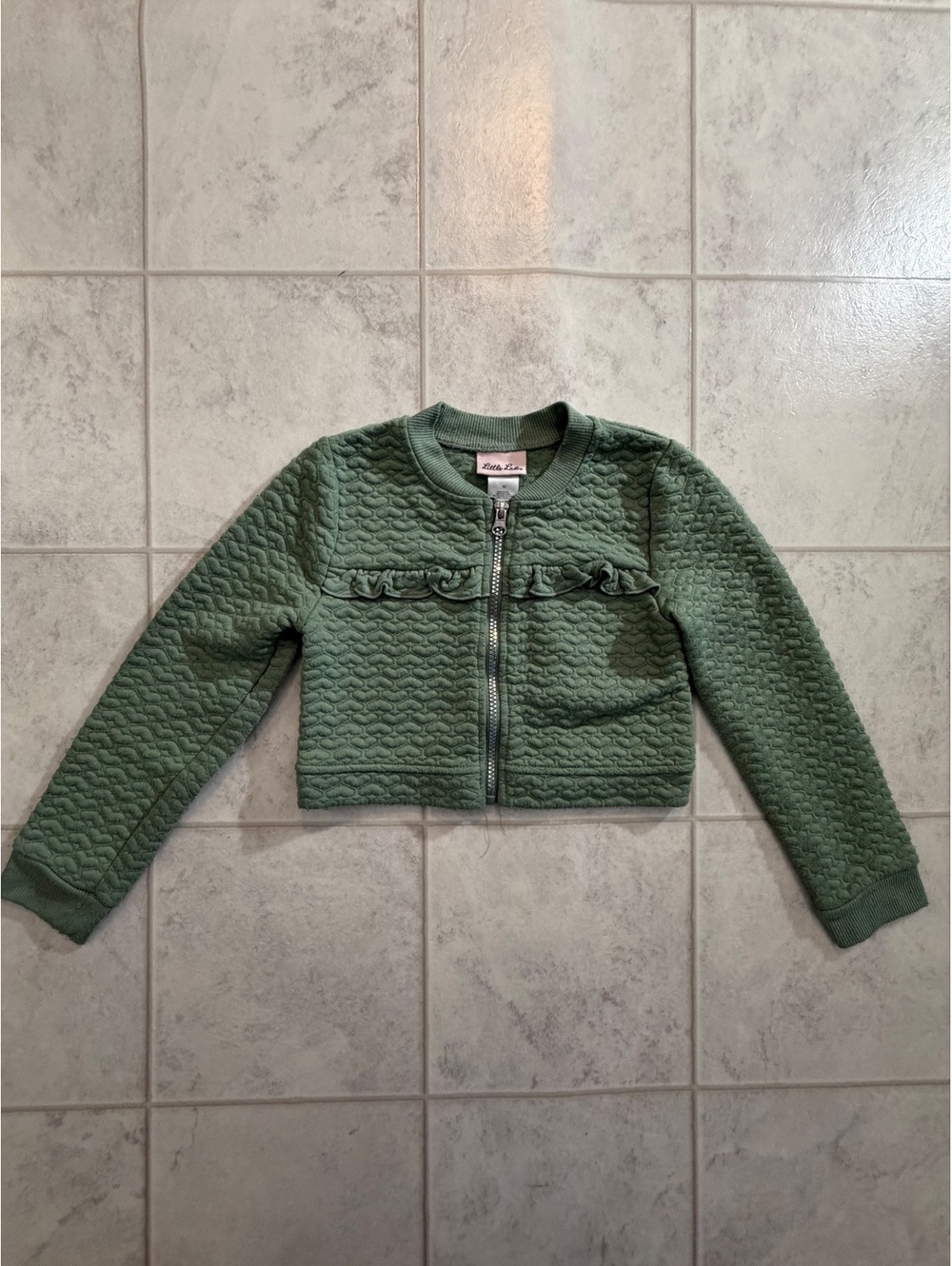 Little Lass green quilted zip jacket size 6X